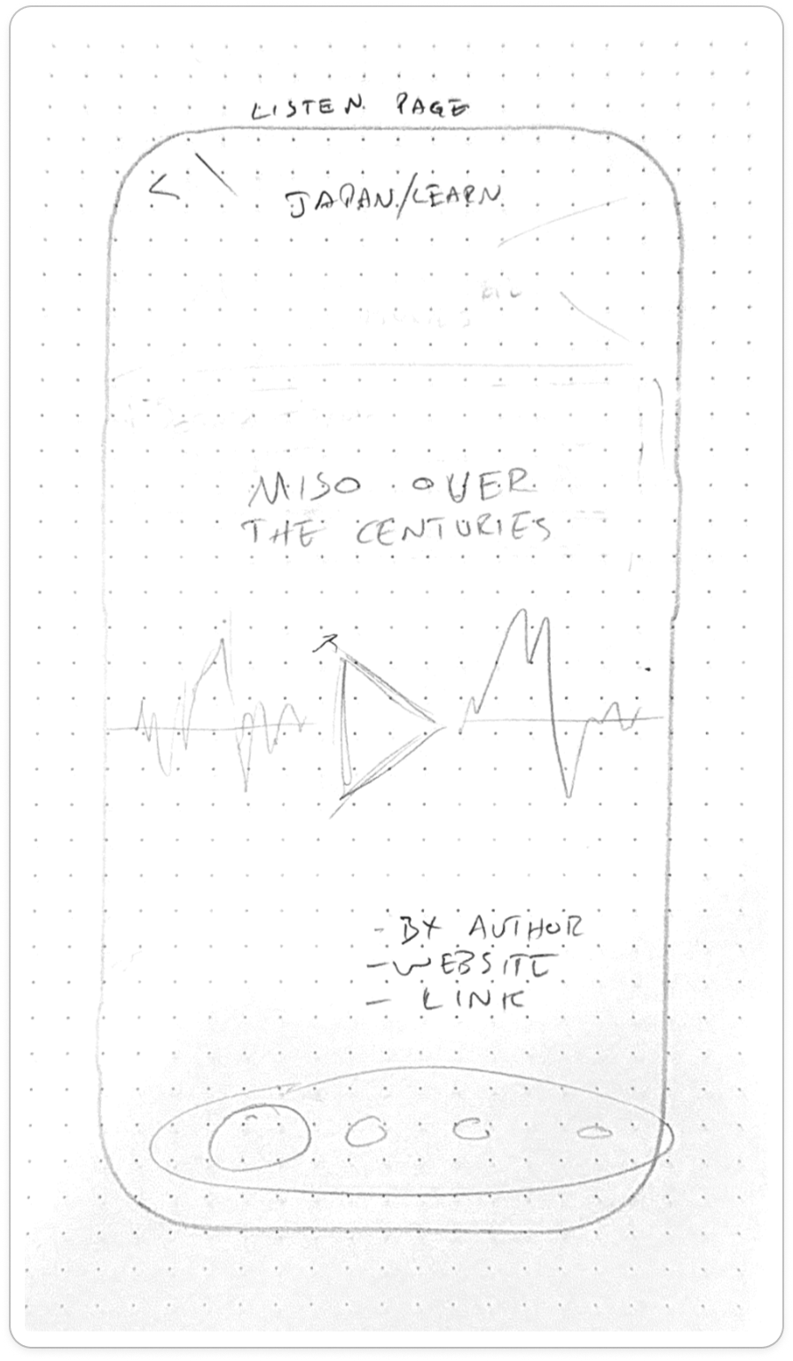 Wireframe: audio integration screen